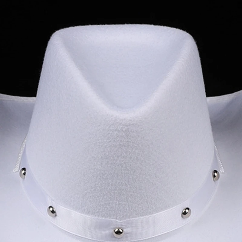 Cowboy Hats Felt Western Style Wide Brim Hat For Women Men Halloween Cosplay Party Costume