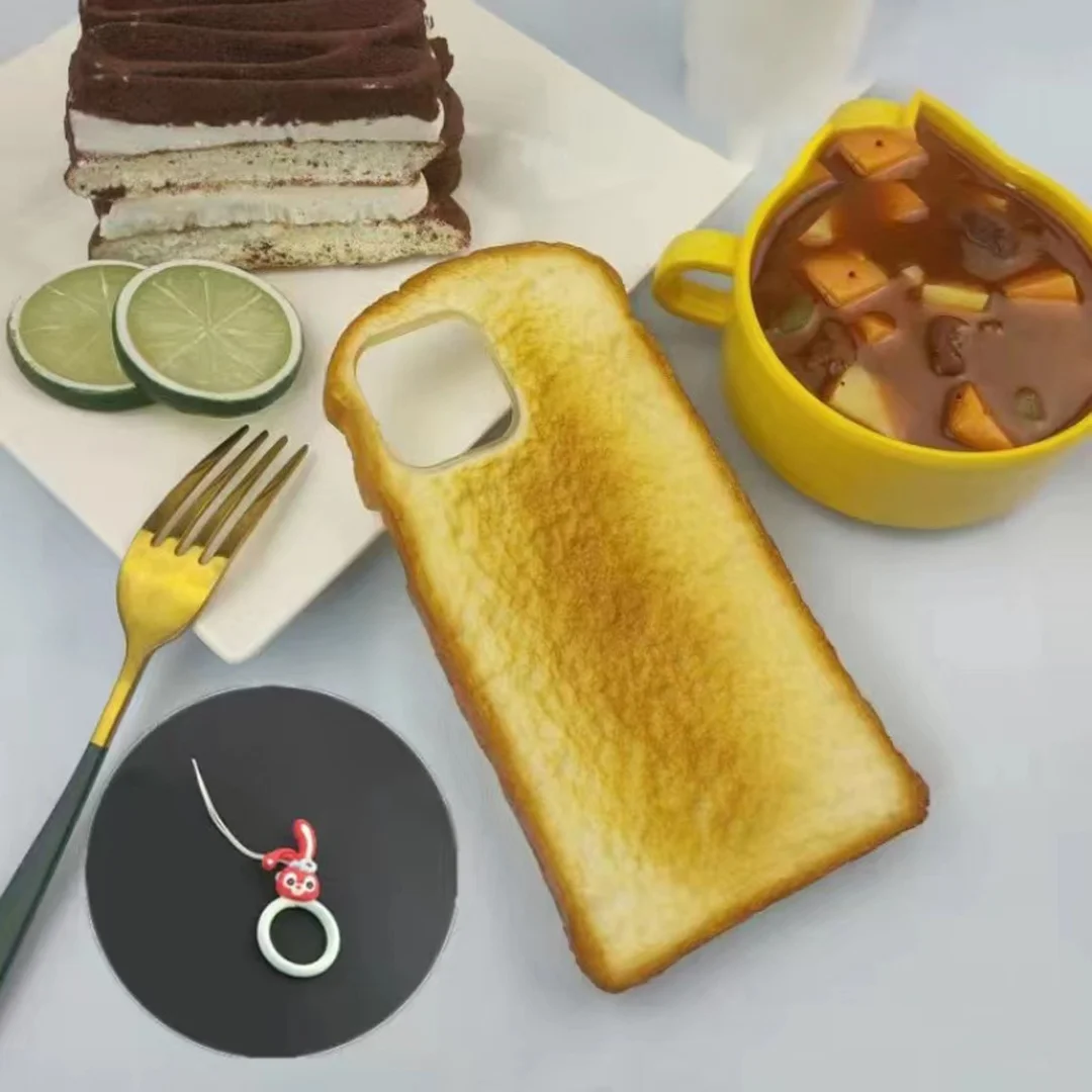Delicious 3D toast bread phone case Apple suitable for iPhone X Xr 11 12 13 14 pro max phone case simulation bread phone case