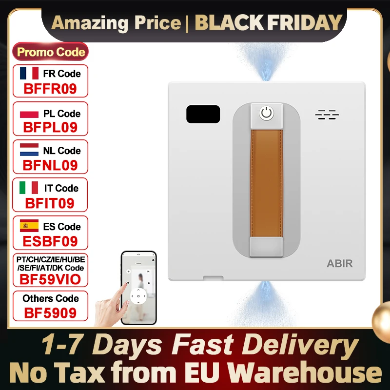 ABIR WD8 Window Cleaning Robot, Dual Ultrasonic Spray, AI intelligent Wiping, Updated Laser, Smart Home Glass Wall Washing