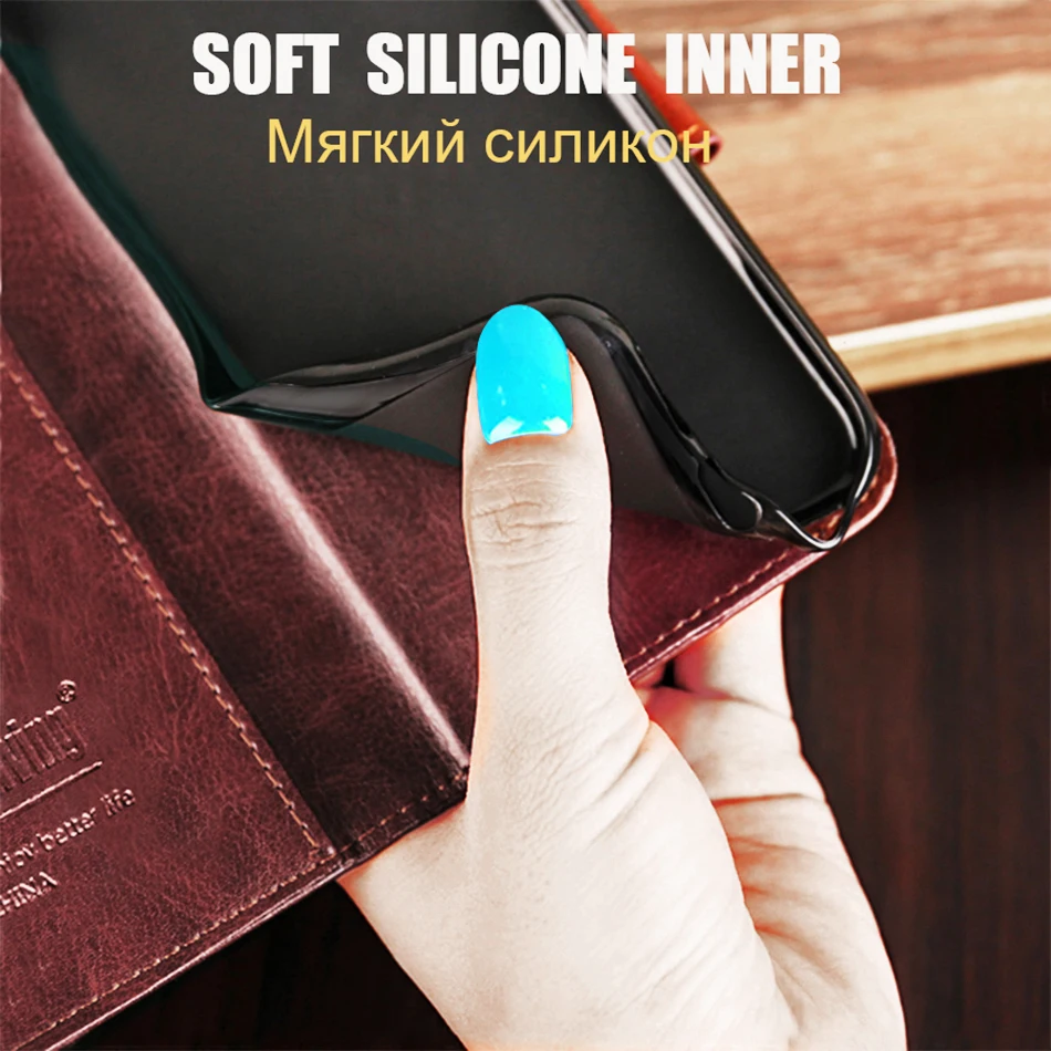 Premium Flip Leather Phone Case with Card Holder and Stand Feature
