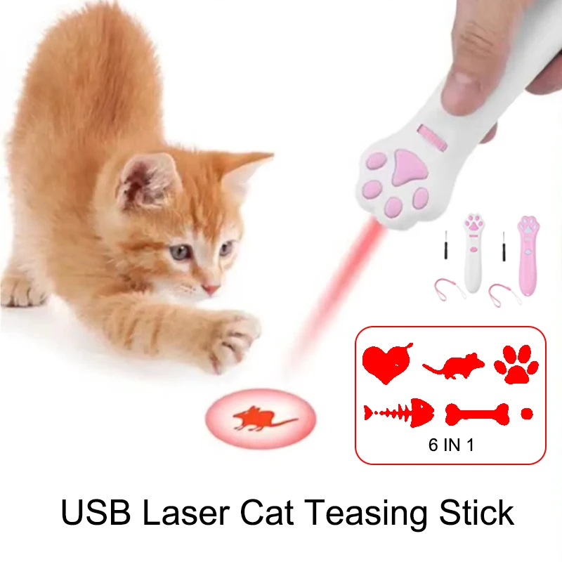 

Laser Transform Pattern Cat Teaser Wand Toy, Laser Pointer, Pet LED Interactive Bright Animation Light Kitty Pen Toys Battery