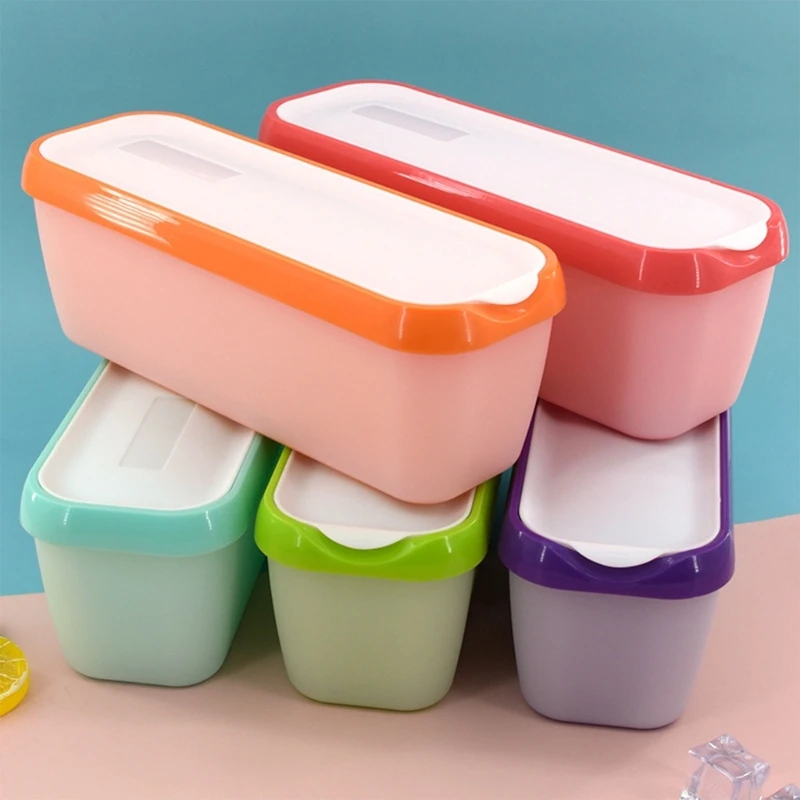 

Ice Cream Storage Tub Rectangular Reusable Ice Cream Box Container Mold with Lid Kitchen Refrigerator Storage Home Ice Cream Tub