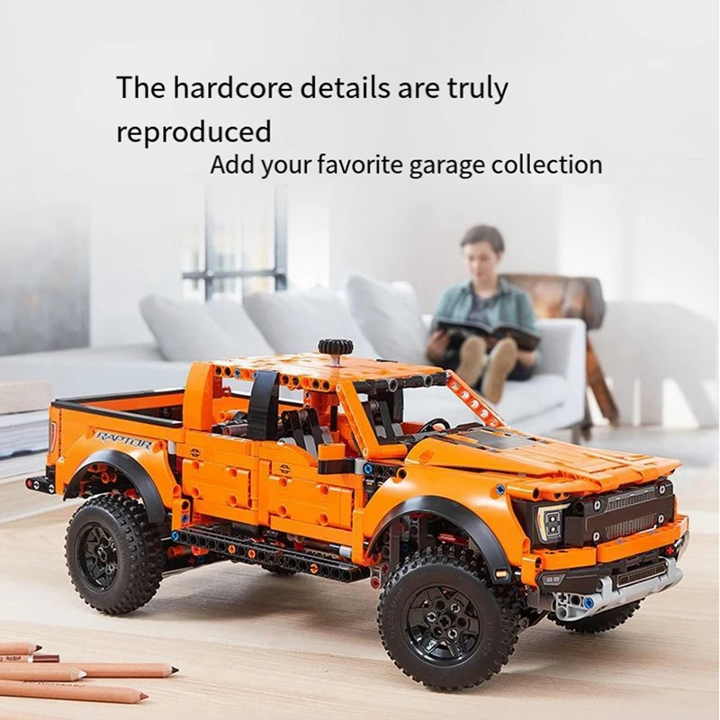 

1379PCS Technical Car For Ford Raptor Truck Car Building Blocks 42126 MOC Trailer Assemble Bricks Toys Gift For Kids Easy To Use