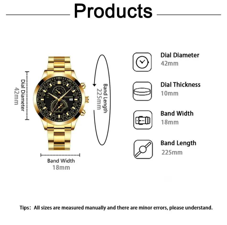 Mens Fashion Business Quartz Watch Fashion Fake Three Eye Six Pin Calendar Men Watch Stainless Steel Belt Men Watches