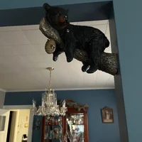 Black bear cub, home decoration, garden branch animal decoration, resin craft ornament, outdoor garden tree trunk black bear. 2