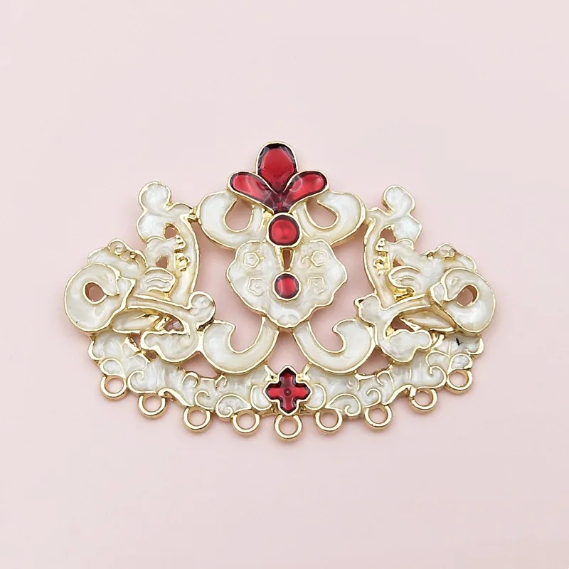 금속 합금 에나멜 꽃 커넥터, DIY 쥬얼리 제작 액세서리, 45x62mm, 10 개