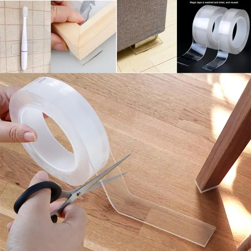 1/2/3/5M Nano Double Sided Tape Transparent Tracsless Waterproof Wall Stickers Reusable Heat Resistant Bathroom Kitchen Supplies