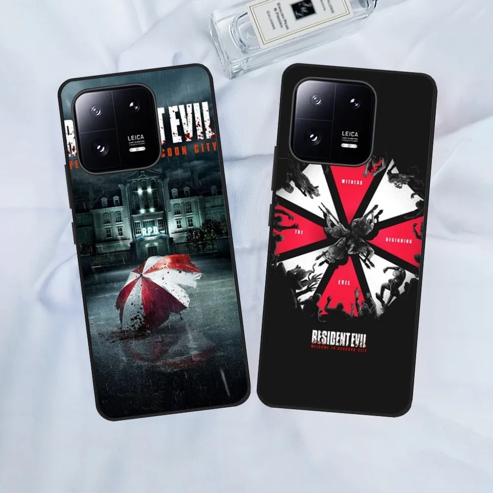 Umbrella Corporation Luxury  Phone Case For Xiaomi 13 12 11 Redmi Note12 Poco F5 F4 Series Soft Black Phone Cover