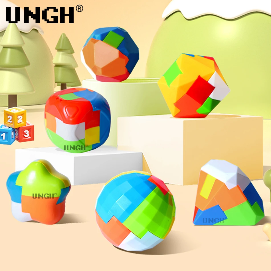 6pcs/set Luban 3D Puzzle Magic Cube Intellectual Children Lock Brain Teaser Game Educational Toys for Kids Adult Antistress fidget toys,puzzle toys,anti stress toys,puzzle cube,magic puzzle cube
