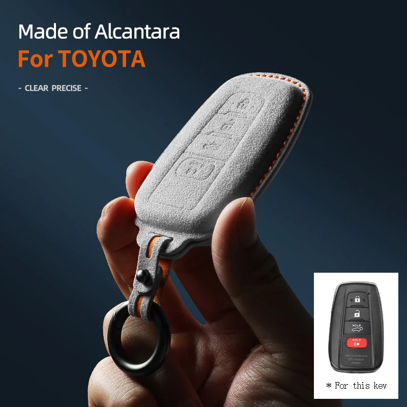 

For 2018-2021 2022 Toyota RAV4 Camry Corolla Avalon C-HR Prius GT86 Highlander Alcantara Suede Car Key Protective Case Buckle