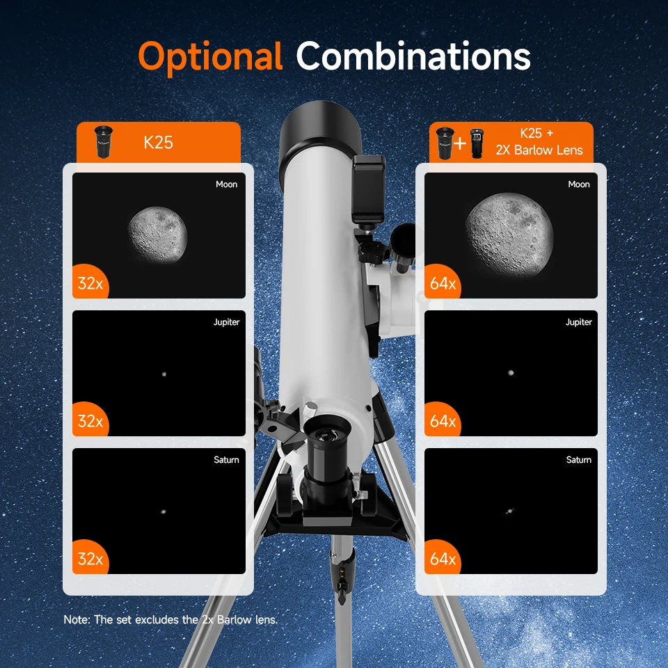Svbony SV520 90mm Refractor Astronomy Telescope set for Adults and