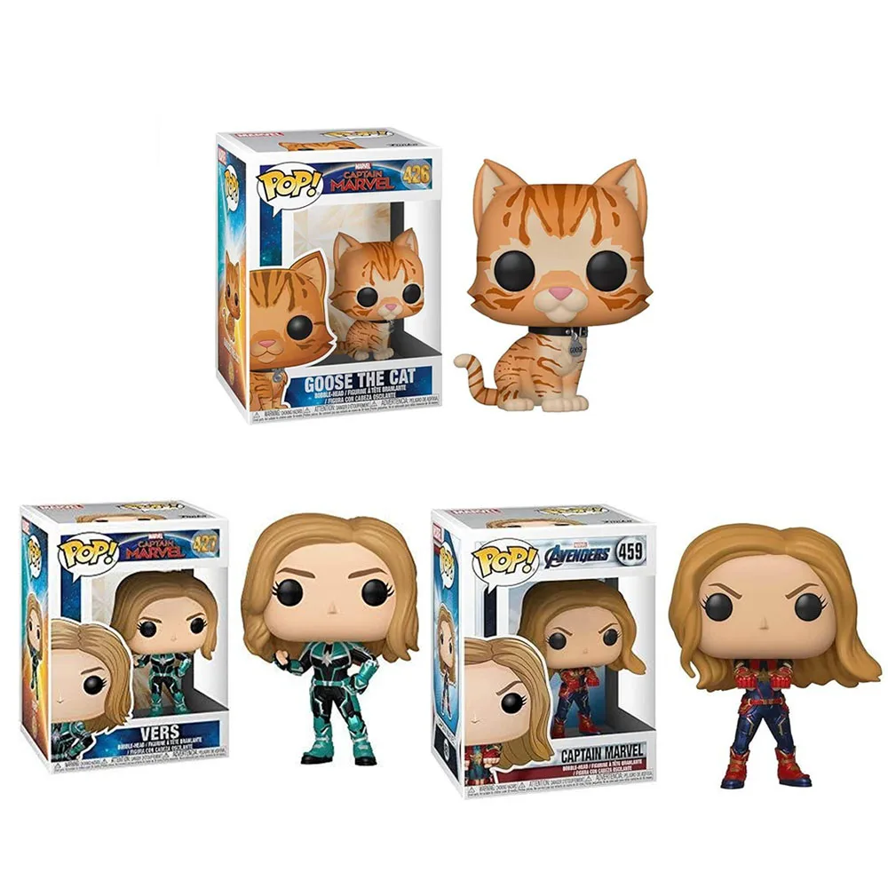 thumbnail image 1 of Funko Pop Captain Marvel #459 Goose The Cat #426 Vers #427 Figura de acción de vinilo Juguetes Muñecas Regalos para niños, 1 of 5