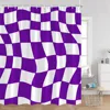 Colorful Checkerboard Shower Curtain Black White Blocks Distorted Chess Board Bathroom Curtain Modern Abstract Bath Decorations 4