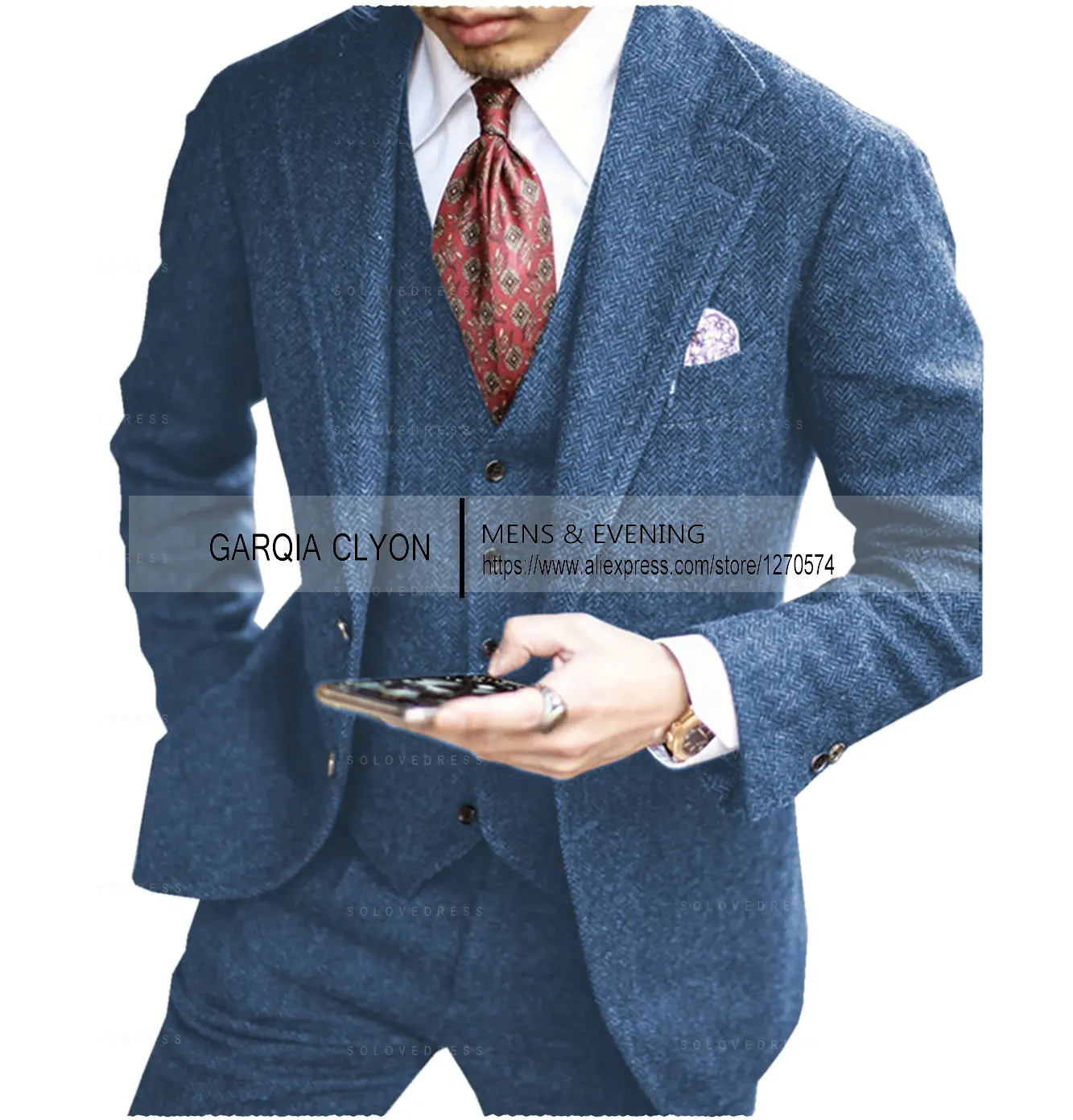 Gilet Regolabile Classico Xposed Gilet Uomo In Tweed Spina Di Pesce - Elegante E Vintage Per Occasioni Speciali Gilet Uomo Spina Pesce - Foto 7