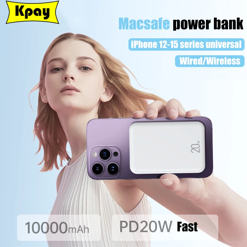 

Новинка, внешний аккумулятор PD20W Macsafe на 10000 мАч, магнитный беспроводной внешний аккумулятор для быстрой зарядки для iPhone 15 14 13 12 Pro Max Xiaomi