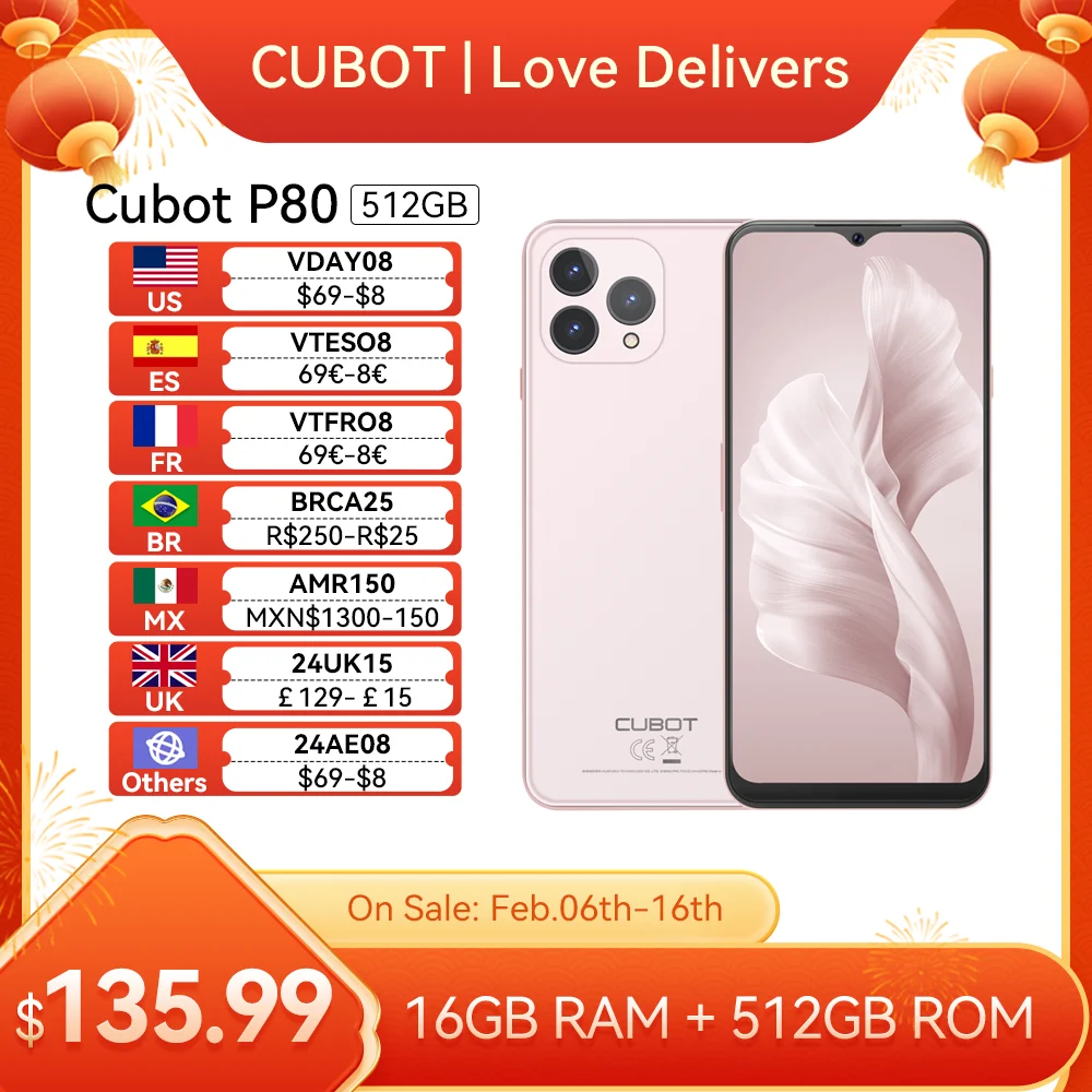 [World Premiere] Cubot P80 ROM 512GB, NFC, Android 13, 6.583"...
