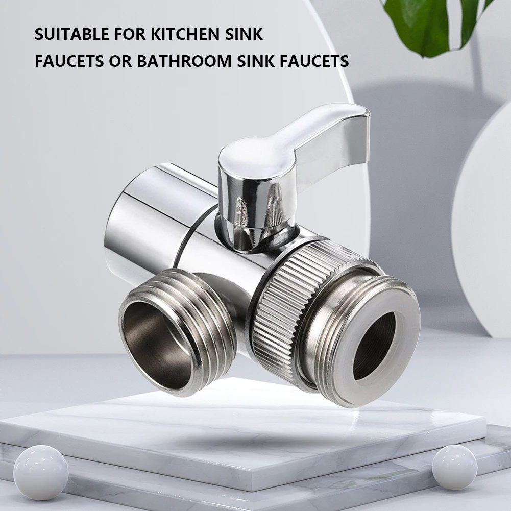 3 Way Sink Splitter Diverter Valve Leak-Proof Faucet Diverter Valve Easy-to-Install Faucets Water Separator for Bathroom Kitchen