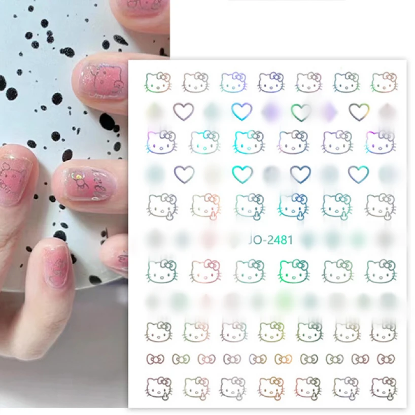 1 sheet HelloKitty 3D Nail Art Stickers Nail Decals for Nails HelloKitty Manicure Japanese Design DIY Happy Accessories