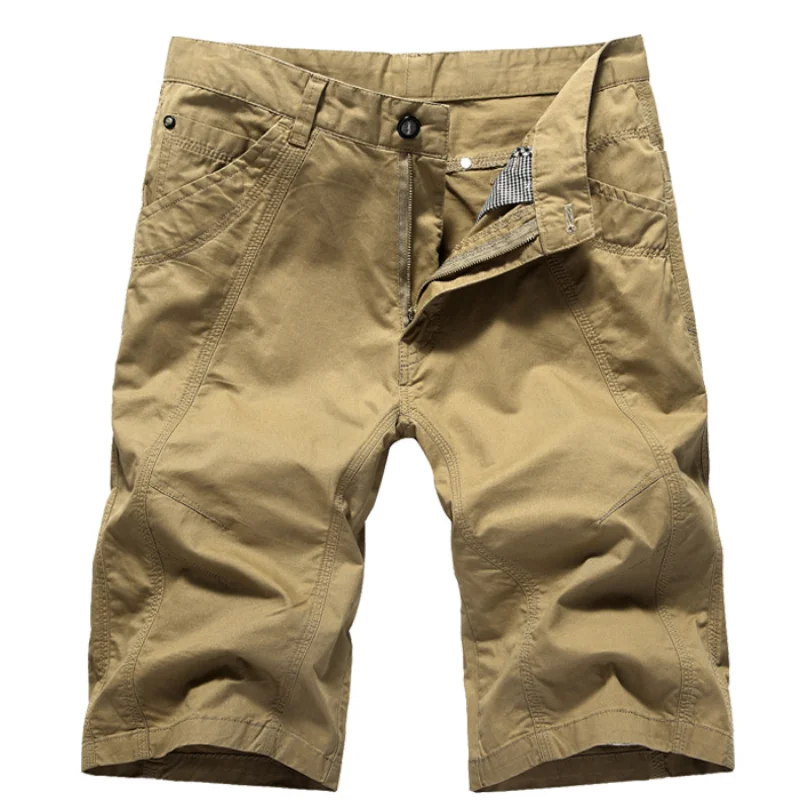 

Men Youth Cotton Fabric Shorts Summer Pockets Thin Breathable Soft Work Safari Wear Short Pants Spring Autumn Vintage Streetwear