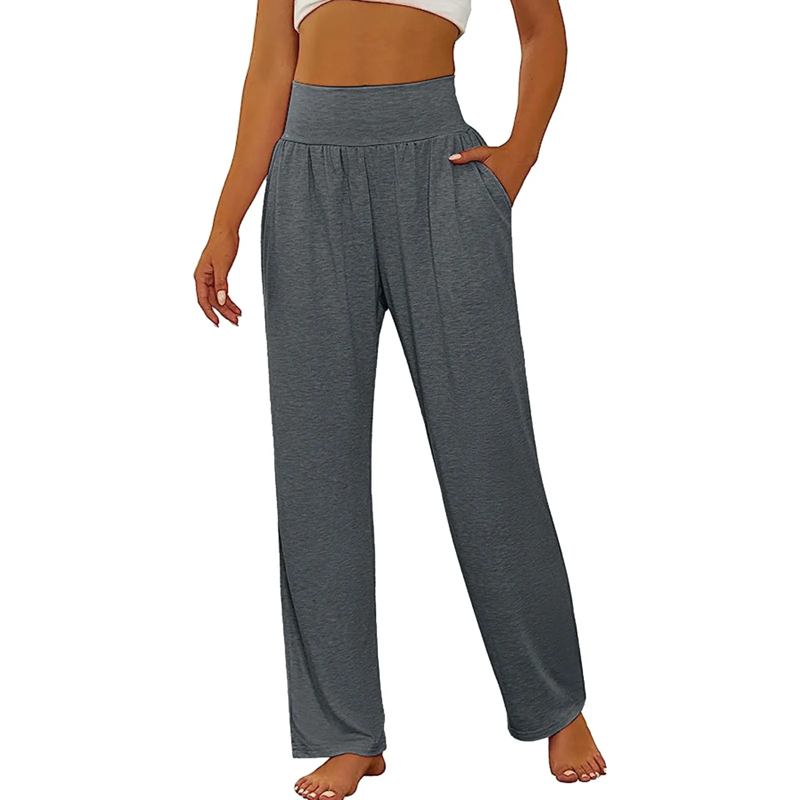 

3 Pack Women's Yoga Pants With Pockets High Waisted Cozy Pants Drawstring Sweatpant Loose plus Size Casual Dress Pants for Women