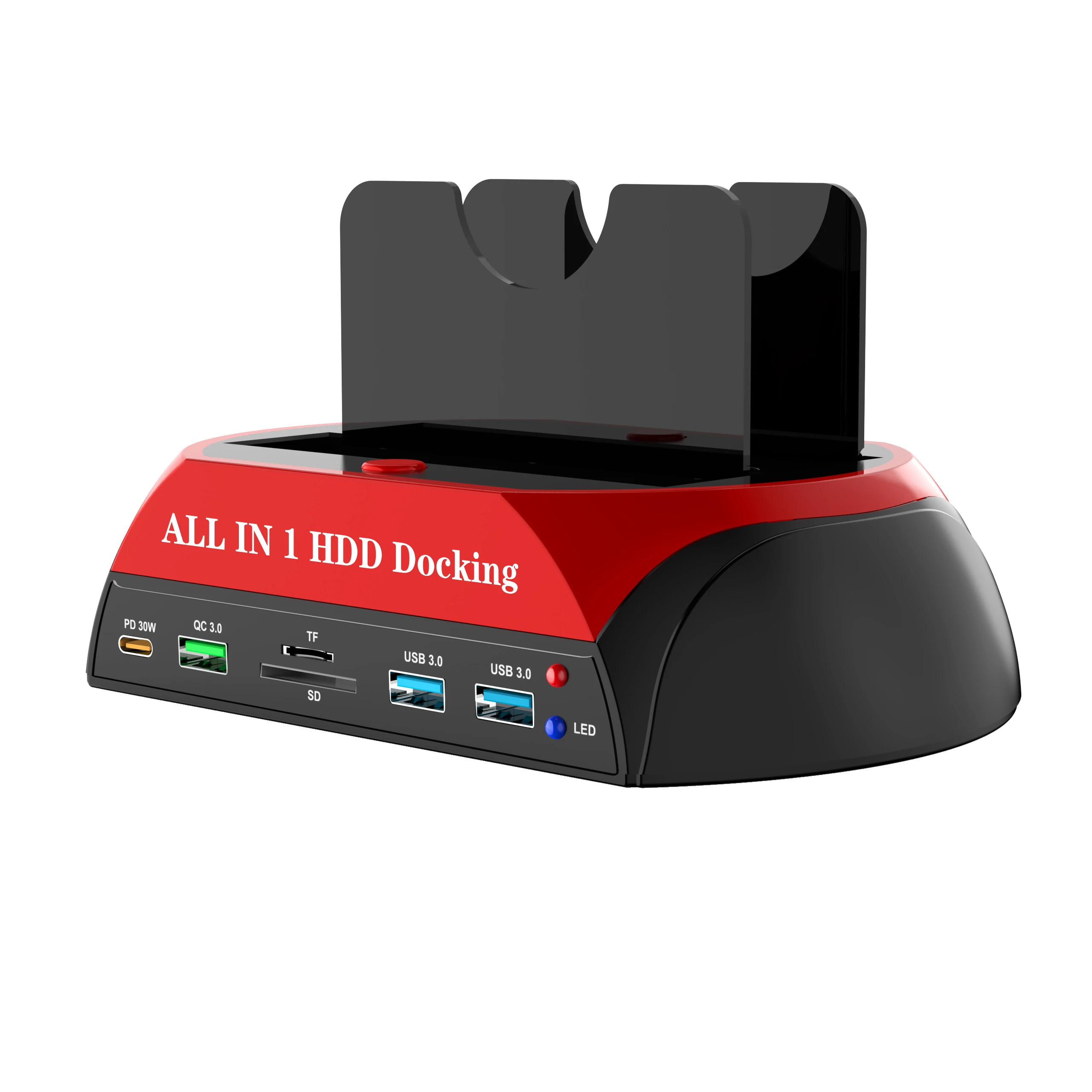 올인원 2.5/3.5인치 SATA/IDE HDD/SSD 도킹 스테이션 (오프라인 복제 기능, USB 3.0 허브, SD/TF 카드 리더, PD/QC 고속 충전 포함)