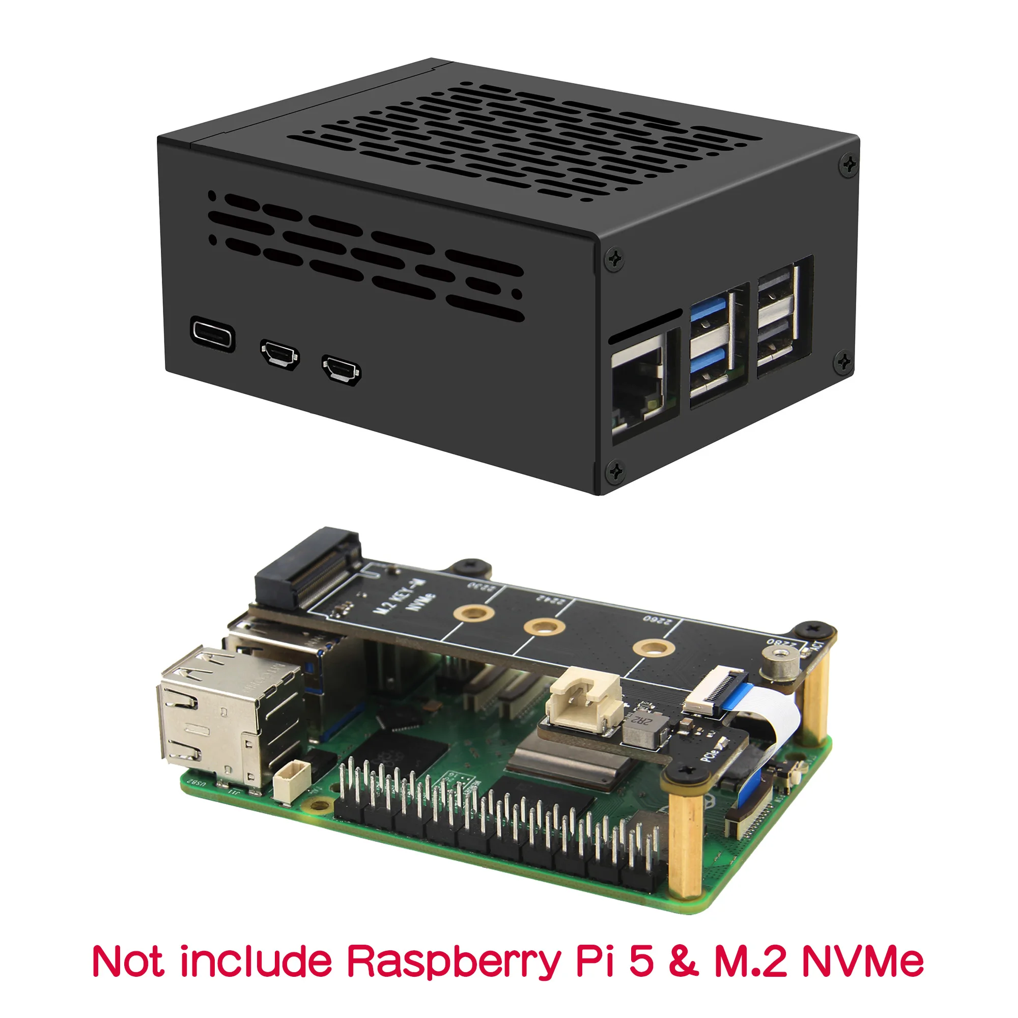 Raspberry Pi 5 Case (P579-V3) | Support PCIe M.2 NVMe SSD Shield