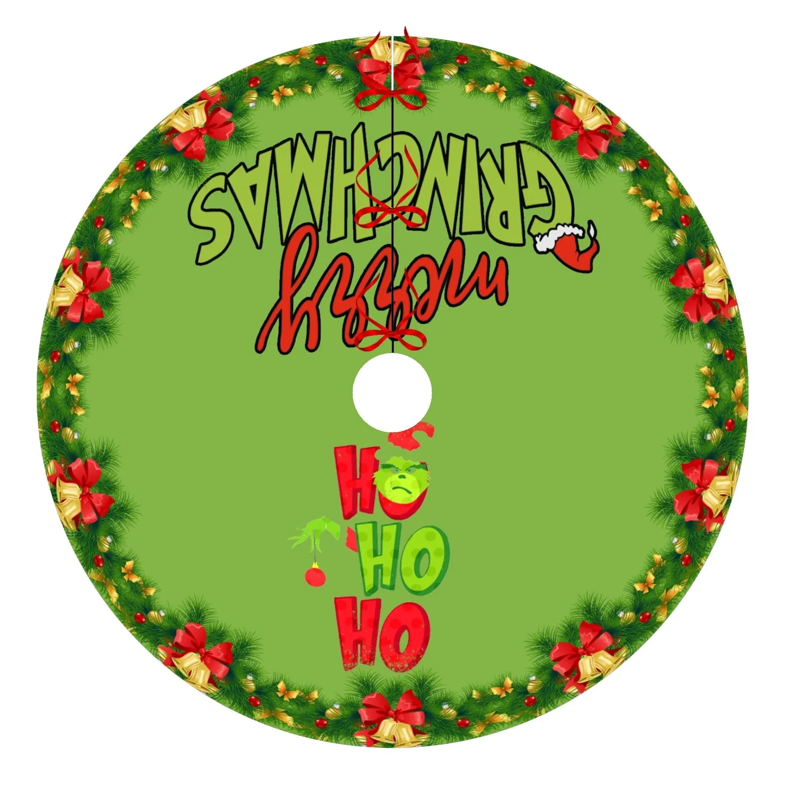 Christmas Tree Skirt Red & Green Christmas Tree Skirt for Holiday Decoration