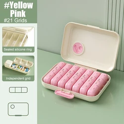 Deluxe Weekly Pill Organizer with Multiple Daily Compartments, Portable Travel Pill Case for Medications and Supplements (Yellow - pink - 21)