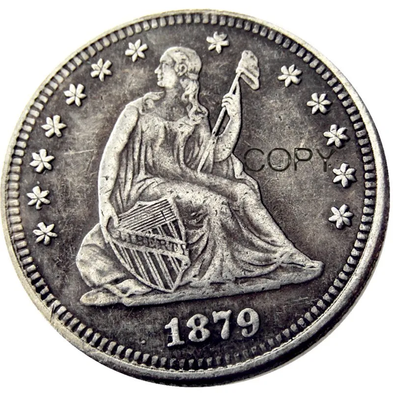 

США, 1879 местный, свобода, четверть доллара, Посеребренная копия монеты