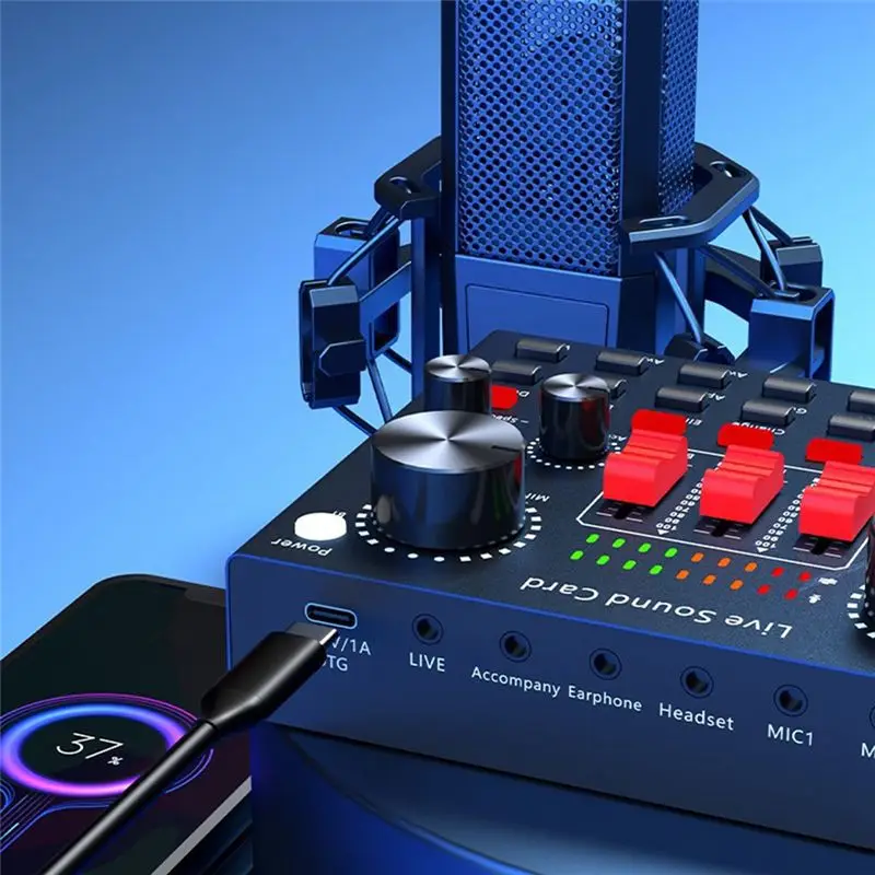 L19-V8K 오디오 USB 외부 사운드 카드 멀티 휴대용 마이크 모바일 폰 컴퓨터용 라이브 방송 사운드 카드