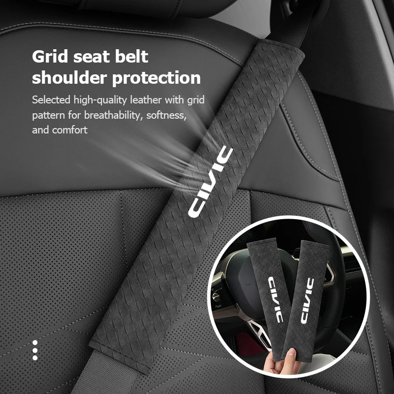 Aazon.co: LAZRU 2 PCS Carbon Fiber Seat Belt Covers For Honda Seat - View #3