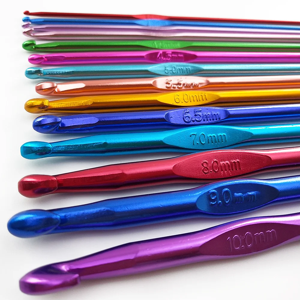 Description Picture 5 of itemMetal Knitting Needles Crochet Hooks Handmade DIY Hand Craft Yarn Hook Weave Sweater 2/3/4//5//6/6.5/7/8/9/10mm Sewing Tools