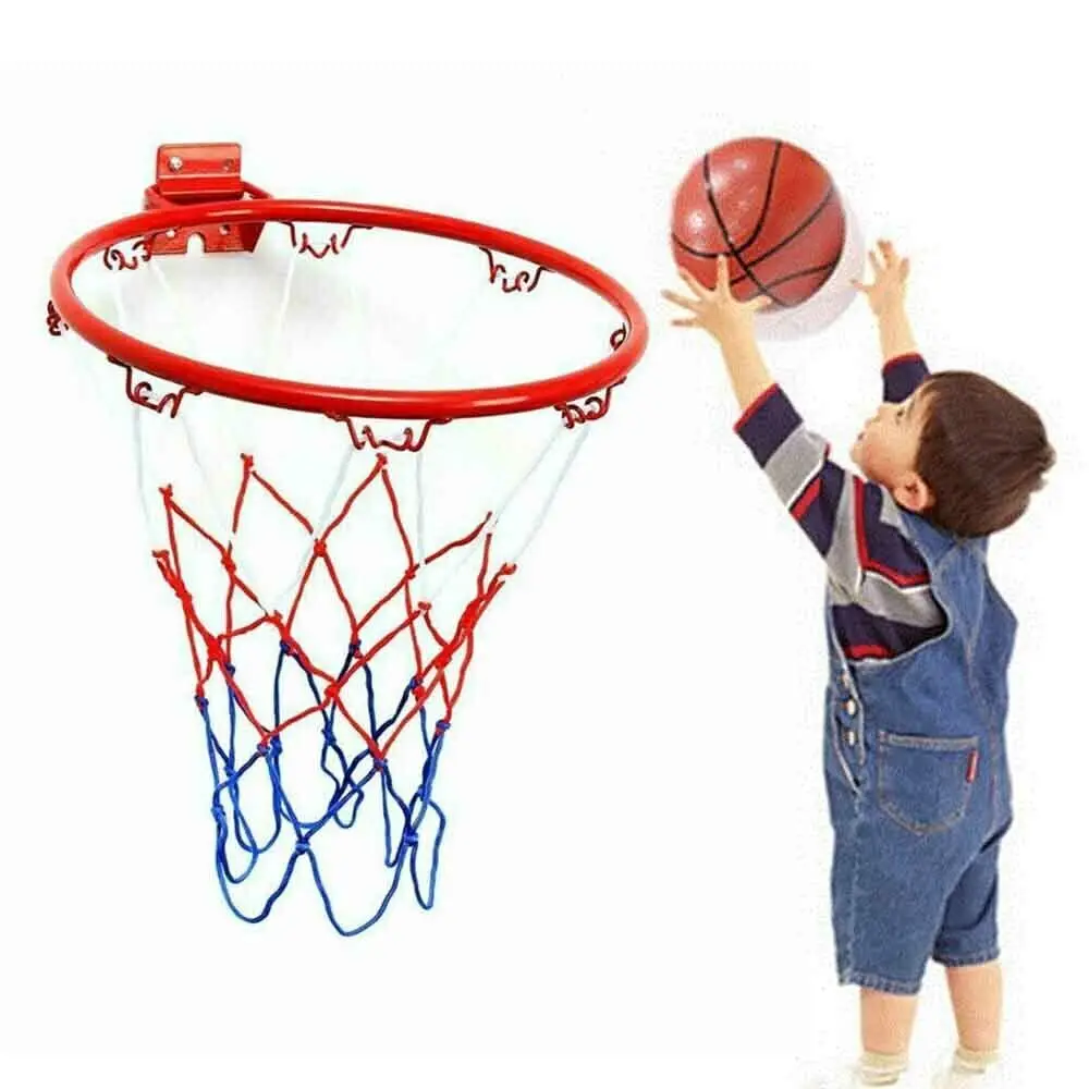 32cm Indoor Wall Mounted Basketball Hoop And Netting Metal Hanging w/ Goal 4 Rim Kids Mini Home Exercise Accessories basketball hoop basketball net
