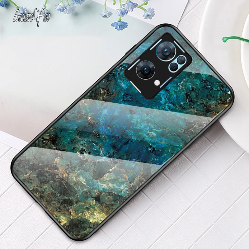 Coque Reo8 DECLAREYAO Coque en verre trempé rigide pour OPPO Renoa 7 6 5 4 3 Pro Plus Ace2 4Z 5Z 6Z 7Z Coque en silicone UL_voghion.com