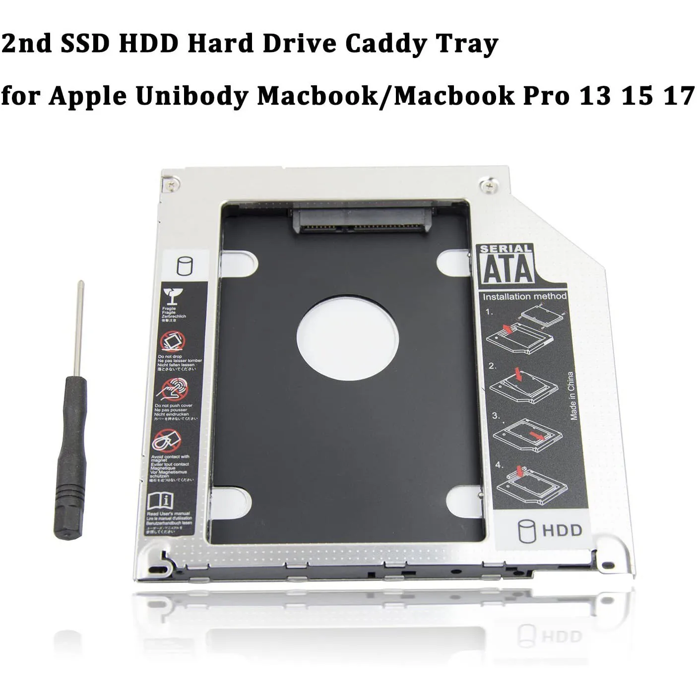 Aluminum SATA 3.0 2nd HDD Caddy 9.5mm SSD Case HDD Enclosure For Apple Macbook Pro Air 13" 15" 17" SuperDrive Optibay