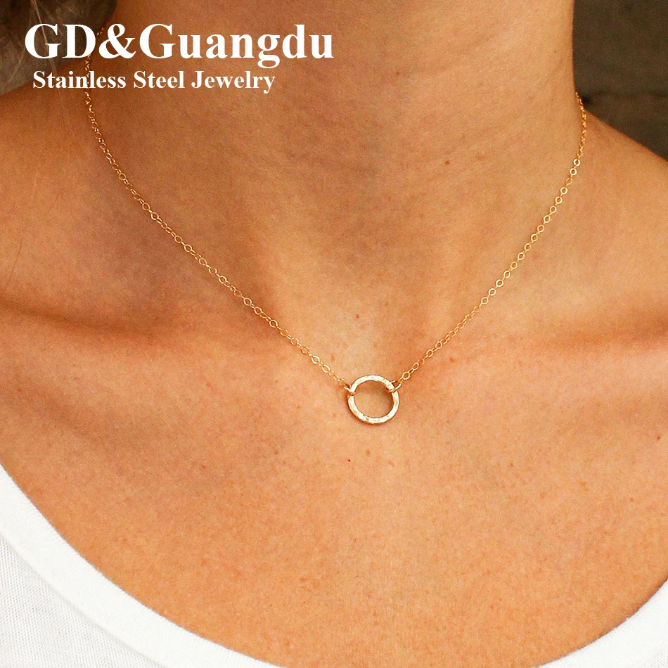 GDDaintyStainlessSteelOpenCircleNecklaceforWomenKarmaCentral