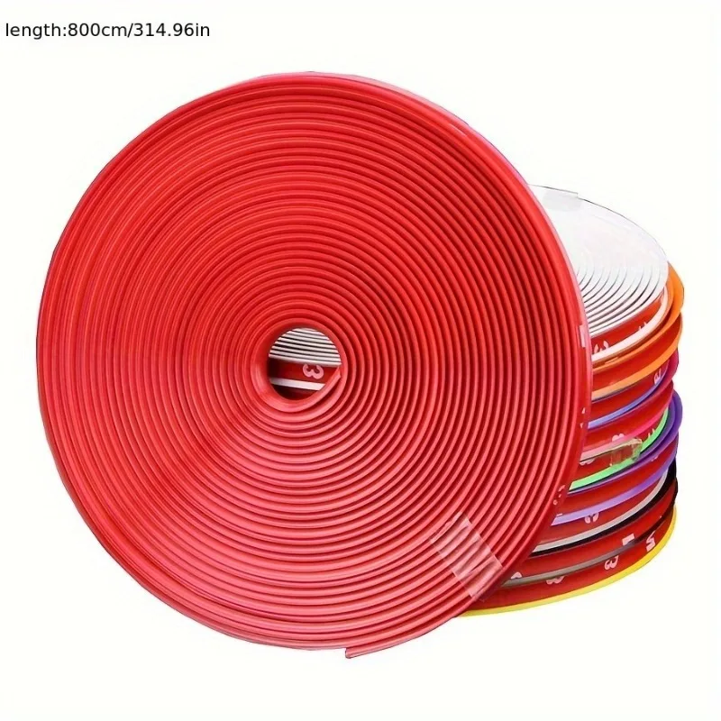 8-Meter Roll Rim Blades: Colorful Wheel Rim Protector Trim and Decor Strip