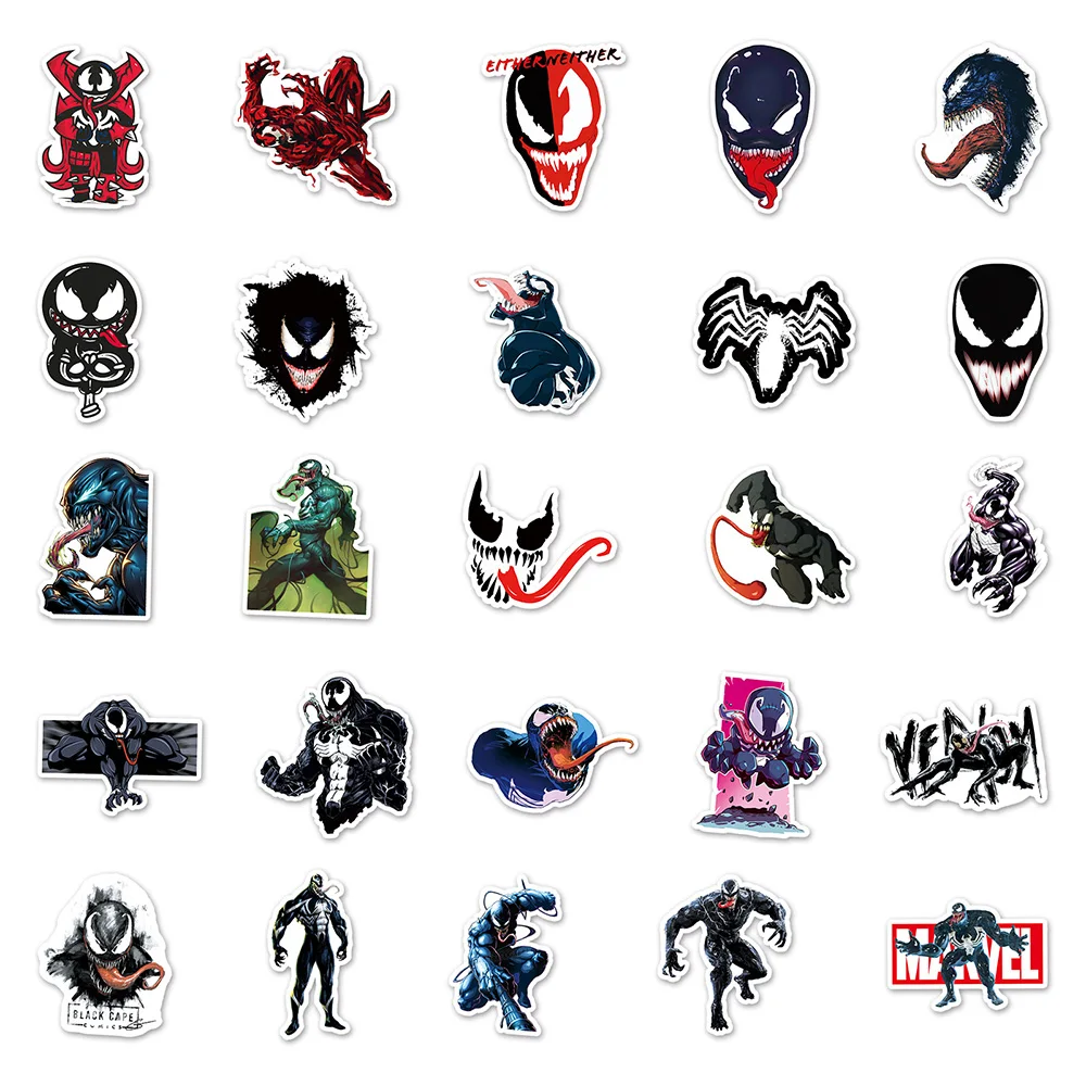 10/30/50pcs Disney Marvel Comics Venom Stickers Disney Decals DIY Skateboard Luggage Water Bottle PVC Graffiti Kids Sticker Pack images - 6