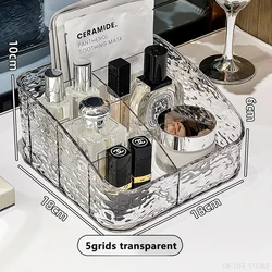 Clear Acrylic Vanity Makeup Organizer - Cosmetic Storage Box & Perfume Holder (5 grids transparent)