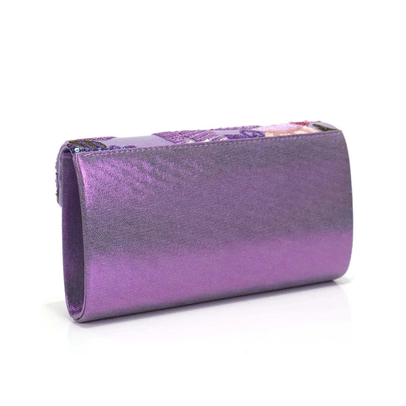 Purple Floral Clutch Bag with Sequins for Women Evening