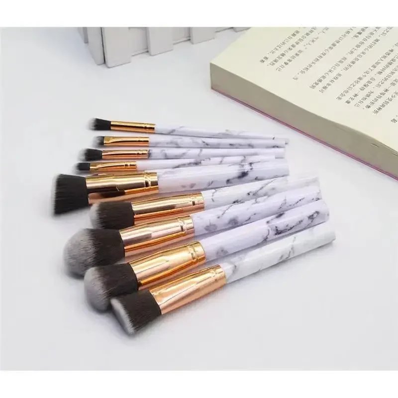 Description Picture 6 of item10 pcs Large Li Stone Pattern Makeup Brush Set 5 Large 5 Small Eyeshadow Lipsti Makeup Tools Poable Beginner Brushes