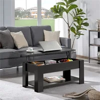Modern 39in Lift Top Coffee Table with Hidden Compartment & Storage for Livingroom, Black 2