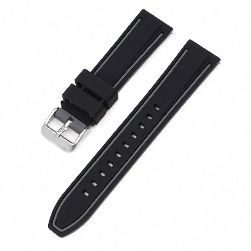 Universal Double Color Waterproof Sport Silicone Watch Strap, Quick Release Rubber Band, Unisex Bracelet