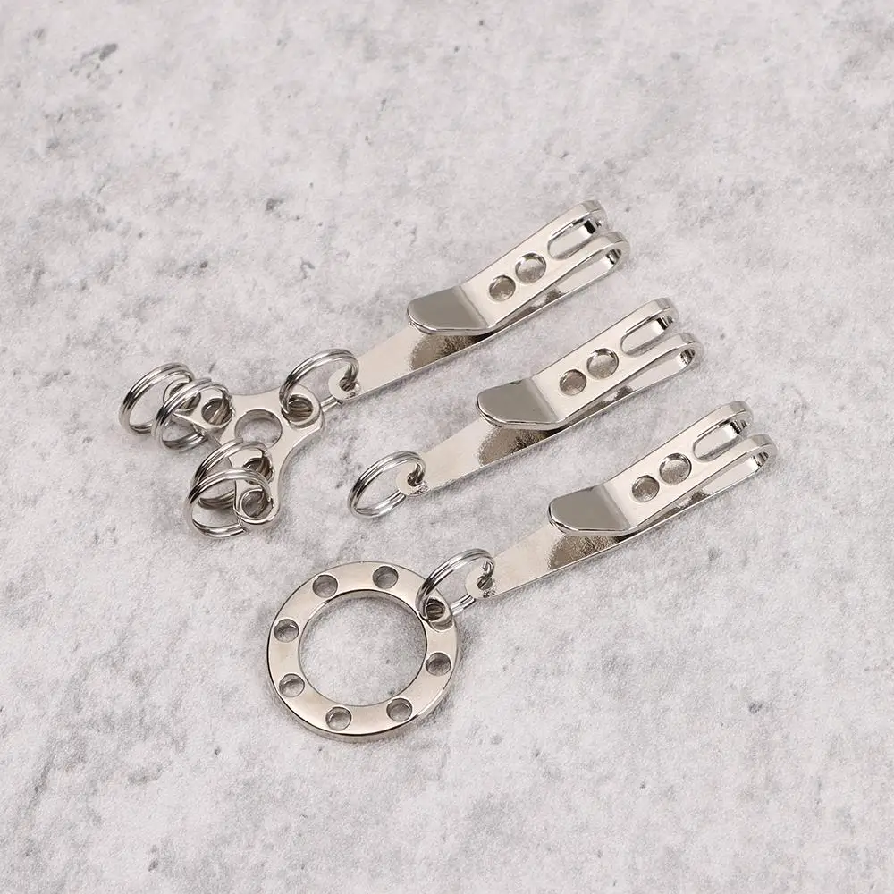 Multistyles EDC-Tasche aus Edelstahl 301 mit Schlüsselring, Karabinerhaken, Camping-Multifunktionswerkzeug, Aufhängeclip und Schnellverbindungswerkzeug_voghion.com