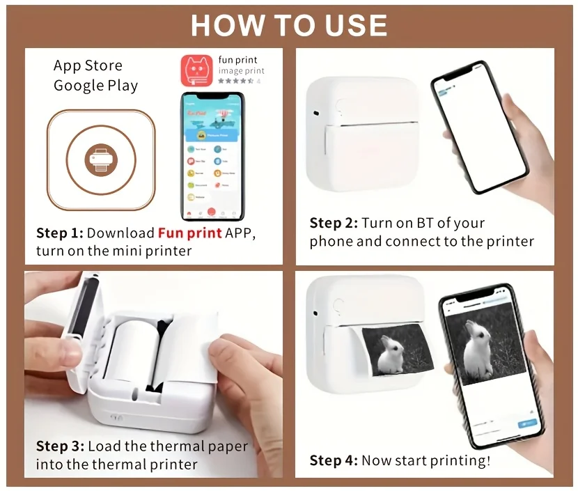 Mini thermal printer cross-border pocket minicomputer, multi-function mobile black-and-white Monochrome Print label, bar code
