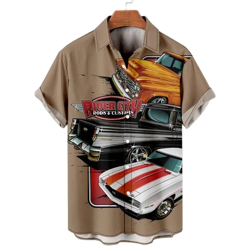 Shirts For Men 3d Vintage Fashion Violin Rocker Printed Rockabilly Hawaiian Shirt Short Sleeve Tops Outdoor Street Clothing 5