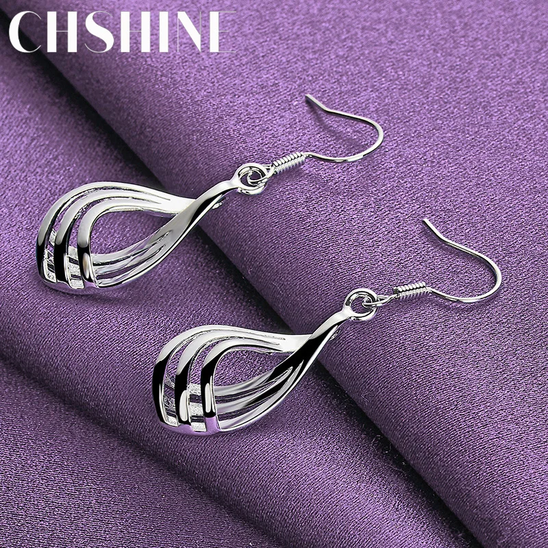 

CHSHINE 925 Sterling Silver three-Coil Earrings Charm Jewelry Women's Party Fashion Eardrop