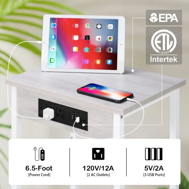 Modern 2-Tier Nightstand with USB 3