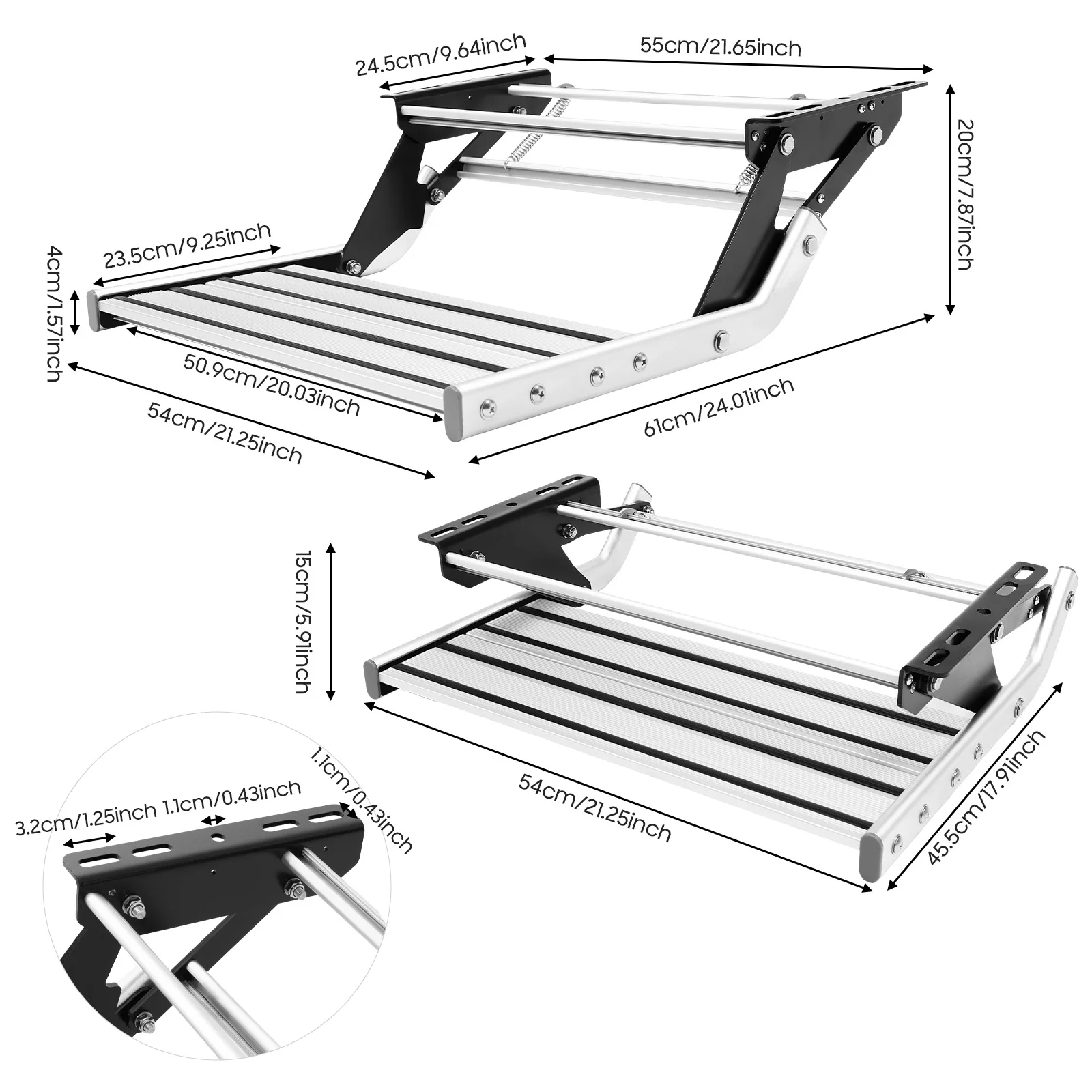 Manuelle Aluminiumlegierung für Wohnmobile, einstöckig, rutschfest, faltbar, für Camping, Anhänger, LKW, Zubehör, universell – Detail 12