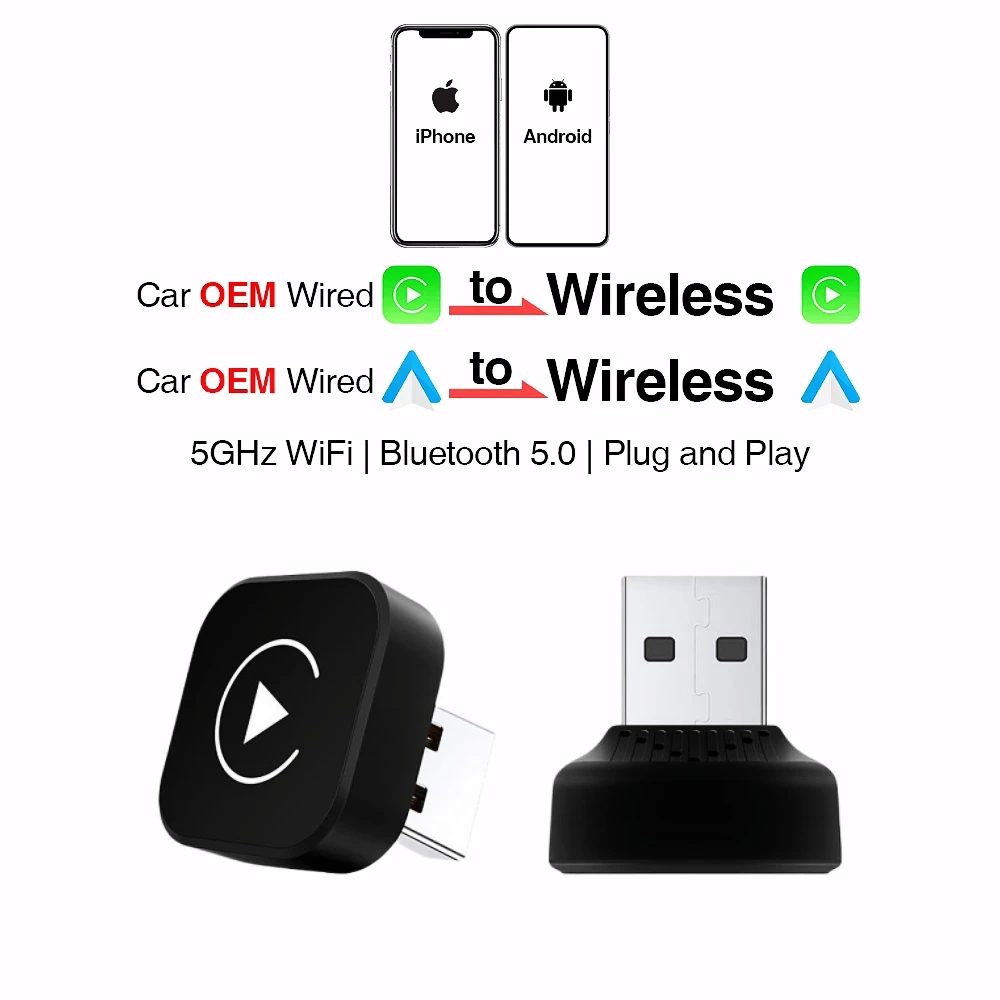 New Wireless CarPlay Android Auto Adapter USB Dongle Smart Mini Box Plug And Play Universal For VW Toyota Nissan Honda Ford Benz